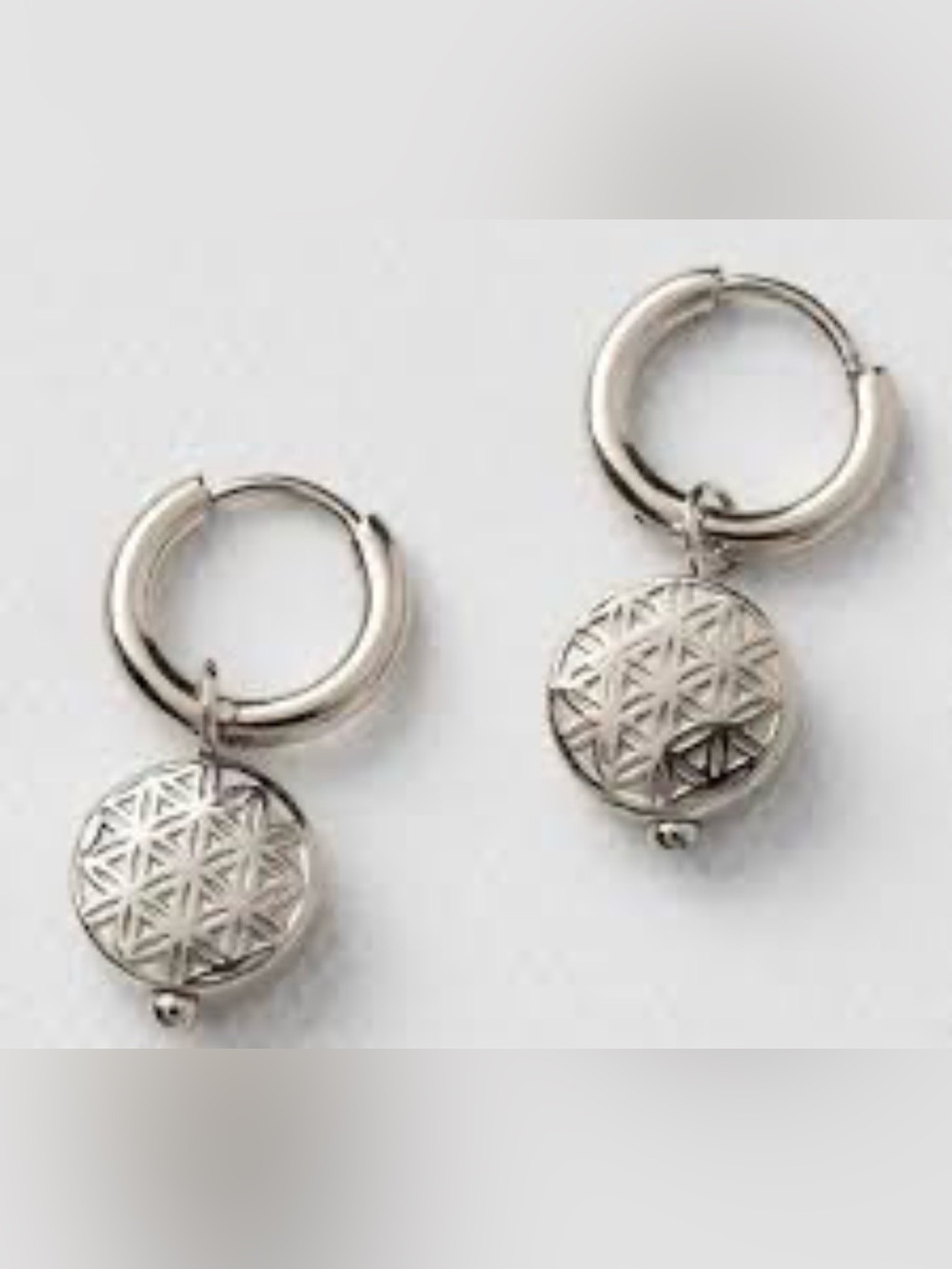 Plunder Silver Geometric Disc Hoop Earrings